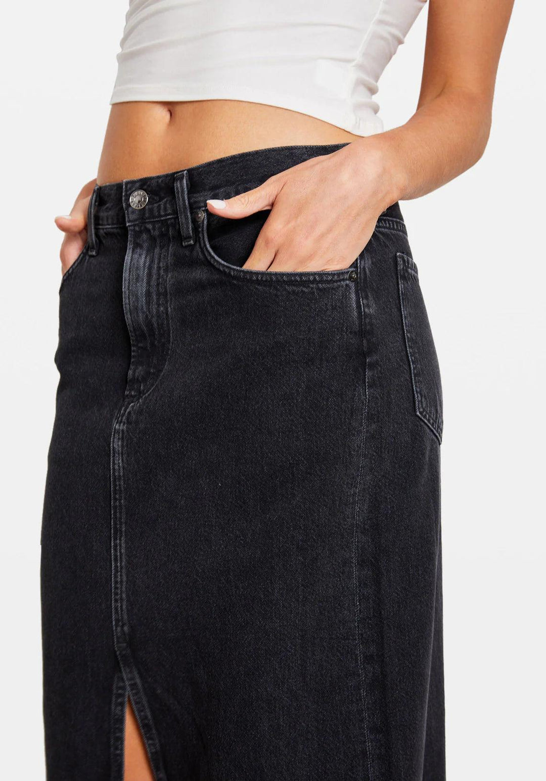 AGOLDE 'Leif Skirt' Vintage Wash Denim Maxi Skirt - Size 28