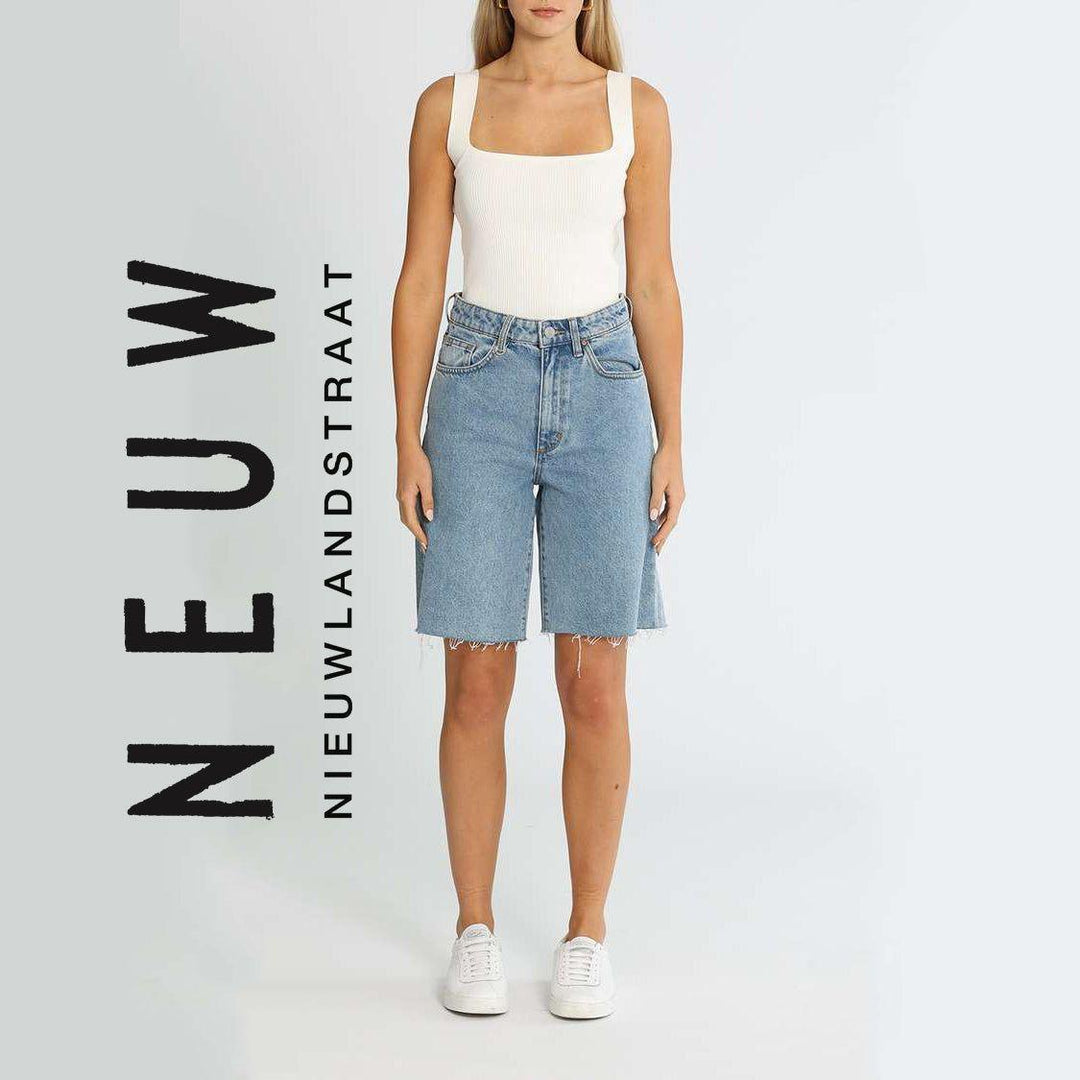 NWT- NEUW High Rise Denim Boy Fit Shorts - Size 28" or 10AU - Jean Pool