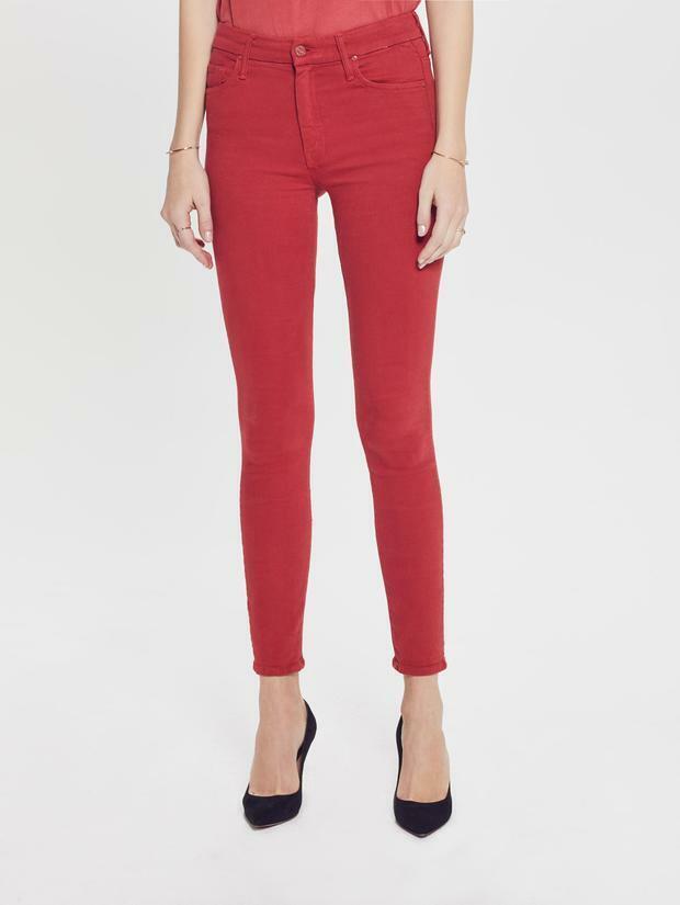 NEW - Mother 'The Looker' Games Girls Play Red Jeans - Size 25 - Jean Pool