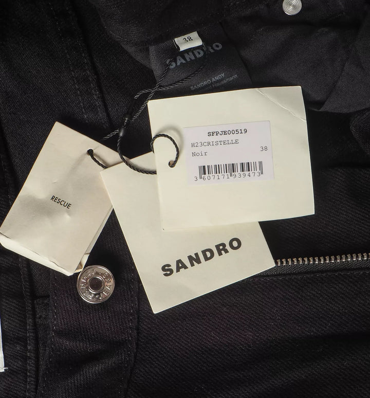 NWT - Sandro Paris 'Andy' Wide Leg Jewelled Jeans - Size 38