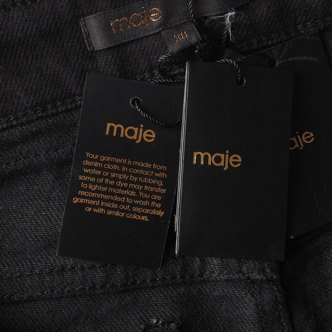 NWT - Maje Exposed Zipper Black Flare Jeans- Size Euro 38 (10AU)