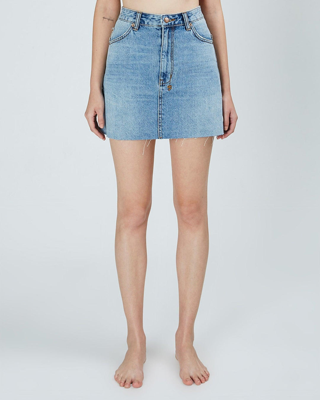 Ksubi 'Hi Line Mini' Distressed Denim Skirt - Size 24 - Jean Pool