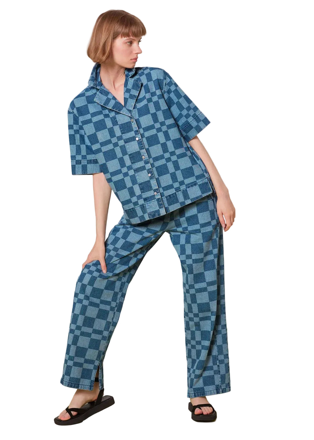 NWT - Whistles Relaxed Checkerboard 'Billie Bleach' Jeans - Size 10