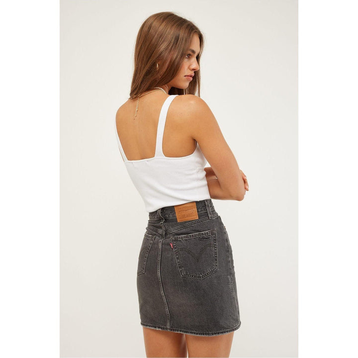 NWT - Levis High Rise Black Distressed Deconstructed Denim Skirt - Size 24 - Jean Pool