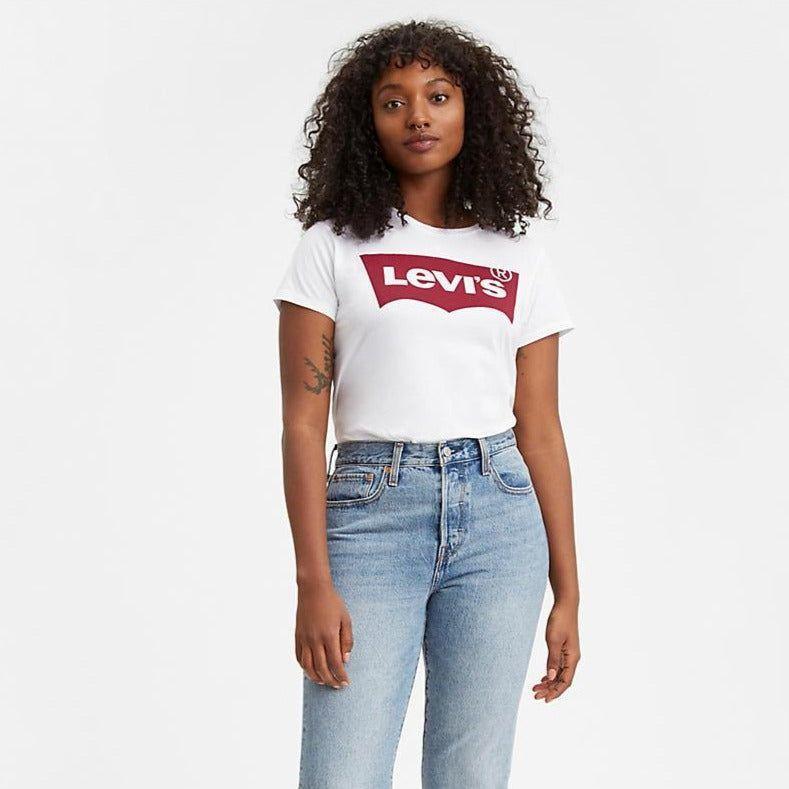 NWT- Levis Crew Neck Classic White Logo T Shirt - Size S - Jean Pool