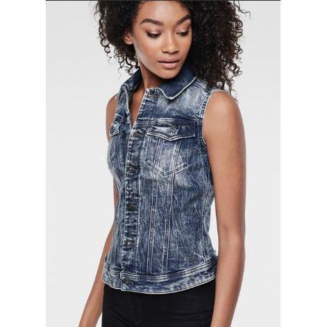 NWT - G Star Raw Ladies Denim 'New Tailor Contour' Sleeveless Jacket - Size M - Jean Pool