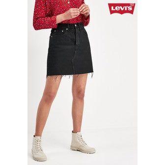 NWT - Levis 501 Black Distressed High Rise Deconstructed Denim Skirt - Size 26 - Jean Pool