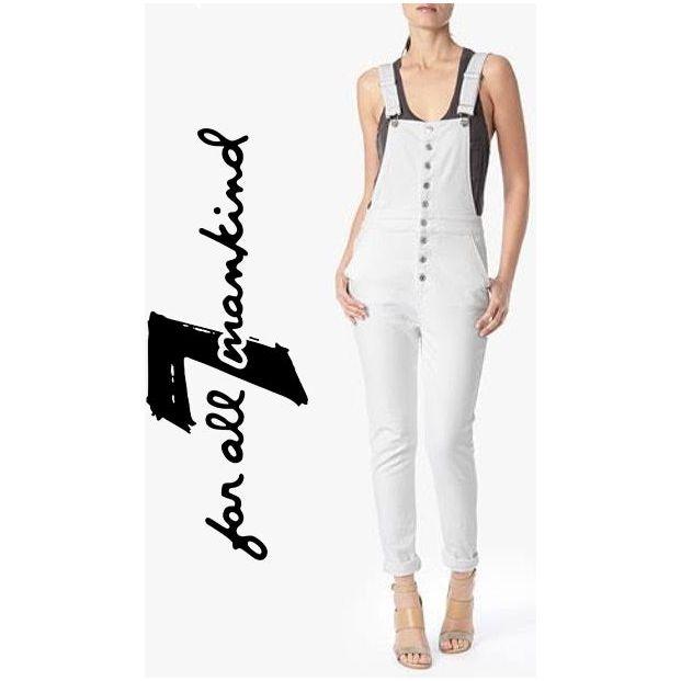 NWT- 7 for all Mankind 'The Crop Overall' in Authentic White- Size M - Jean Pool