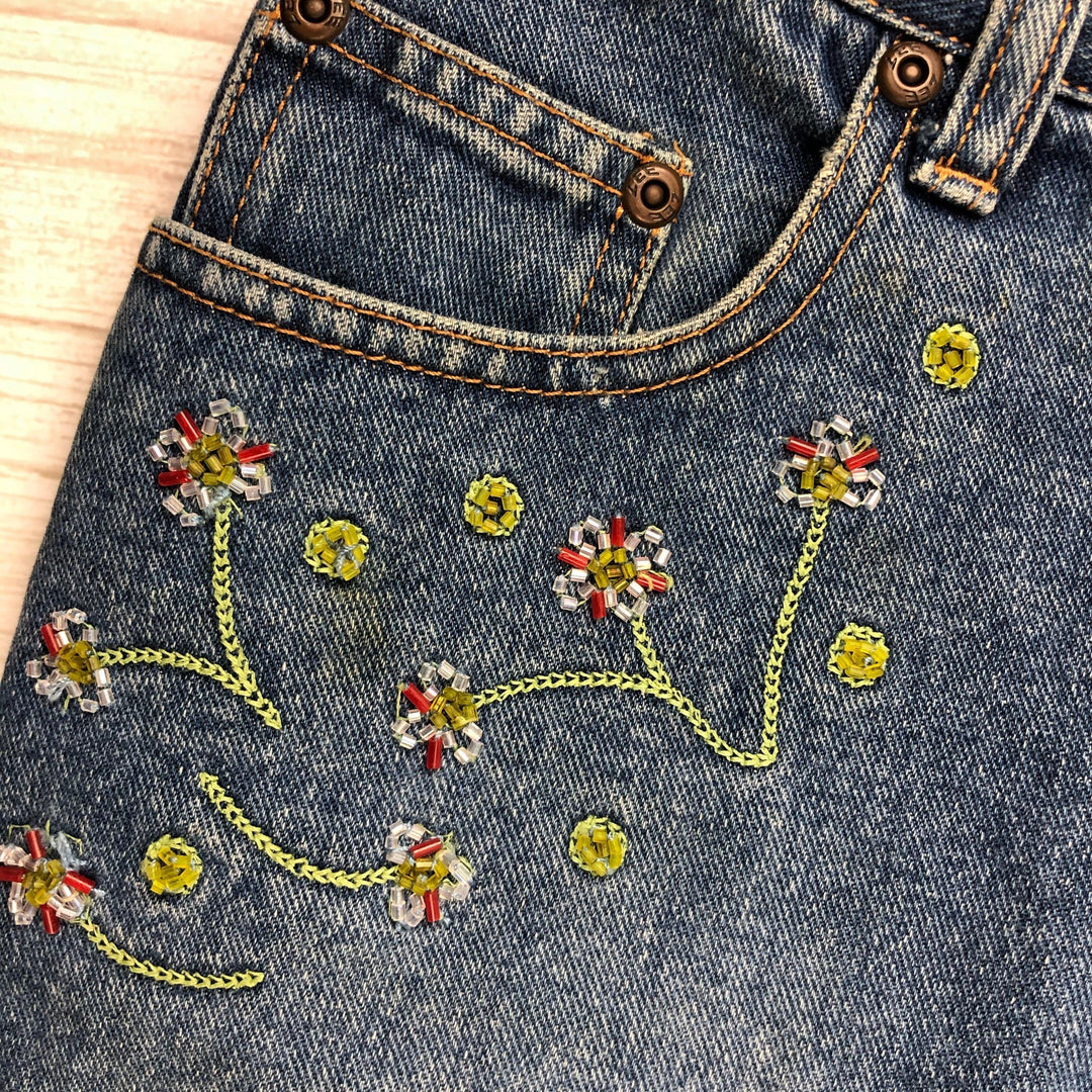 Lee Jewelled & Embroidered Denim Jeans Skirt - Size 8-Jean Pool