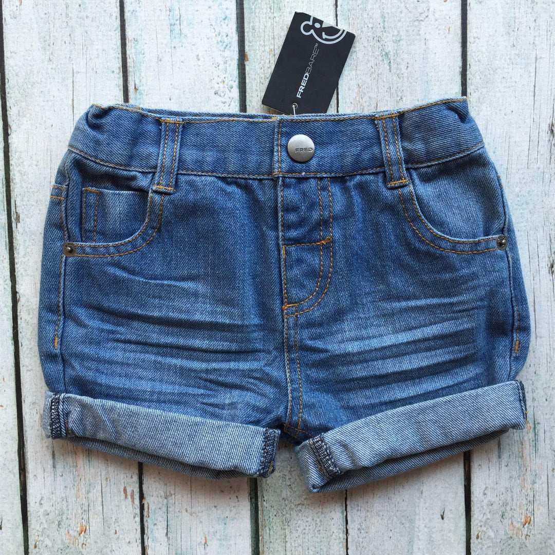 NWT - Fred Bare Denim Turn Up Shorts - Size 0-Jean Pool