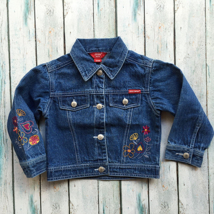 Guess Embroidered Girls Denim Jacket - Size 24M-Jean Pool