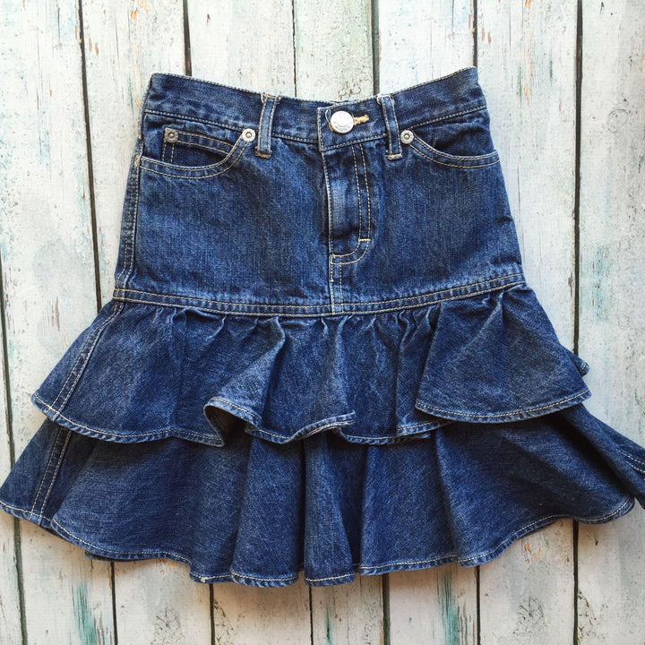 Fred Bare Girls Denim Frilled Skirt - Size 3-Jean Pool