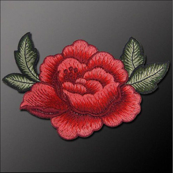 Red Rose - Embroidered Cloth Patch-Jean Pool