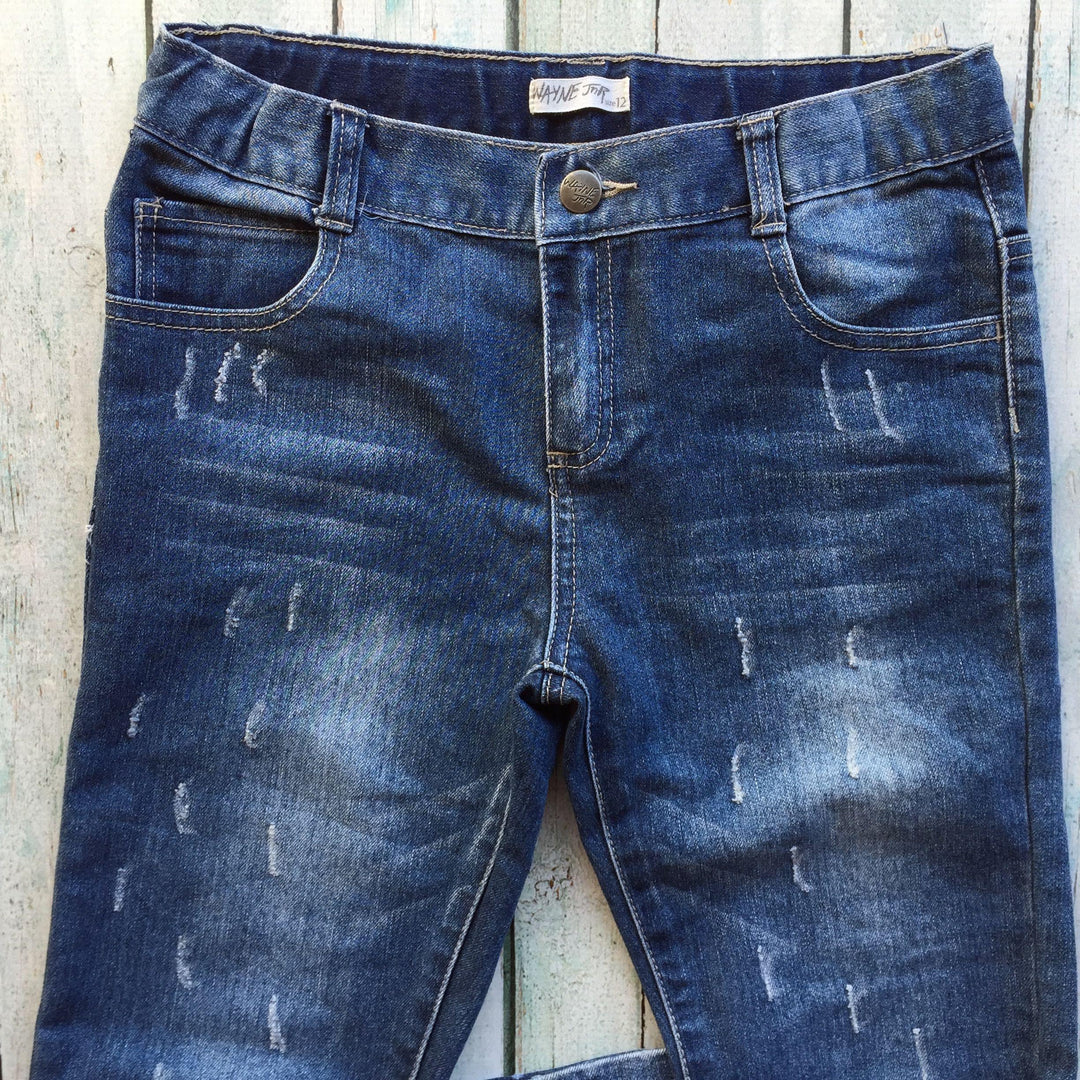 Wayne Cooper Jnr. Girls Distressed Denim Jeans- Size 12-Jean Pool