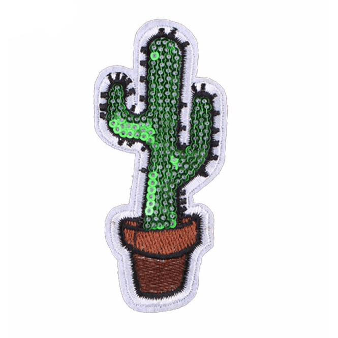 Cactus - Embroidered & Sequin Cloth Patch-Jean Pool