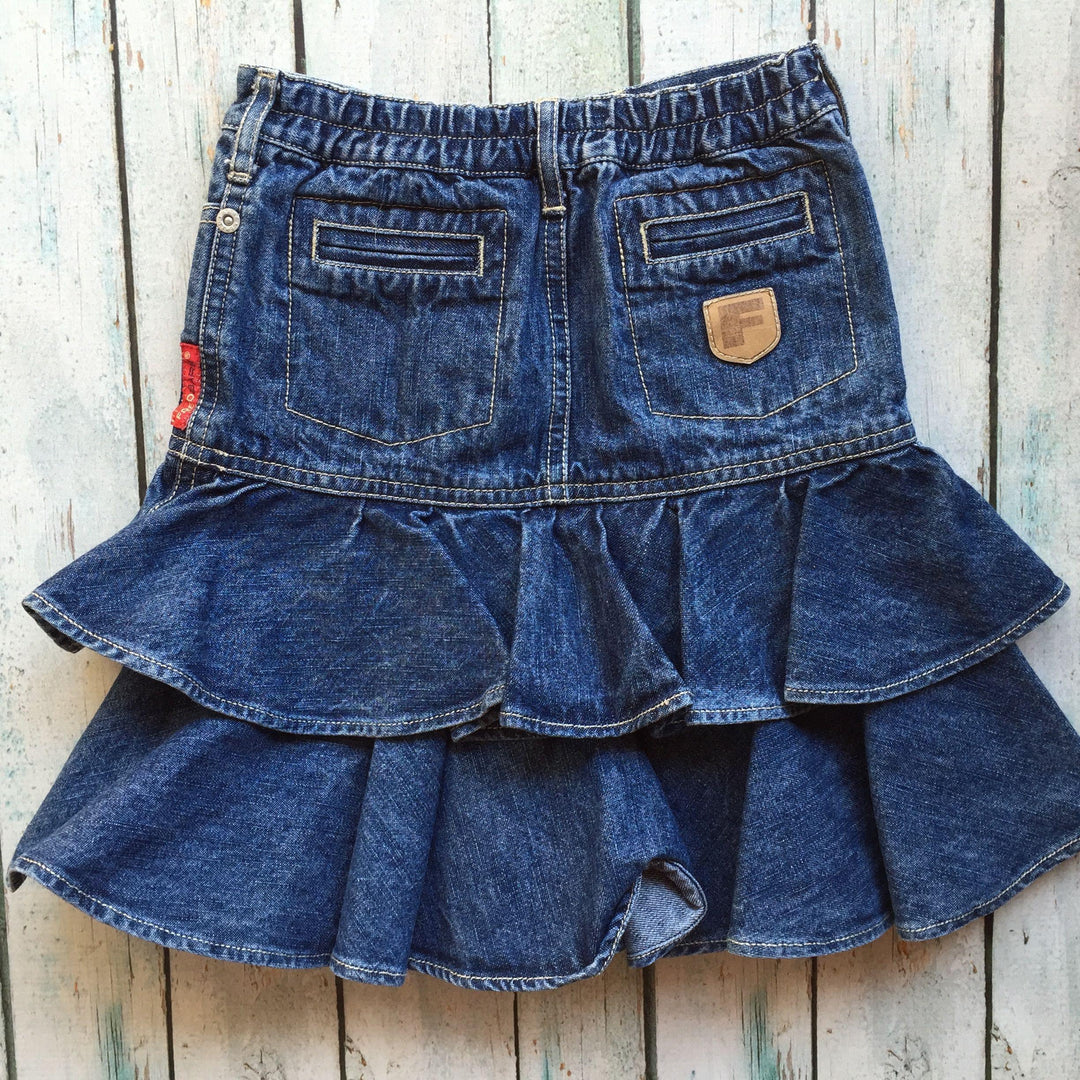 Fred Bare Girls Denim Frilled Skirt - Size 3-Jean Pool