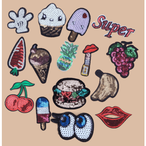 Lipstick- Embroidered Sequin Patch-Jean Pool