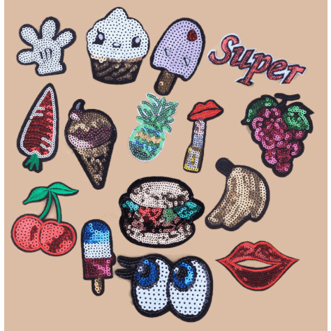 Hamburger- Embroidered Sequin Patch-Jean Pool