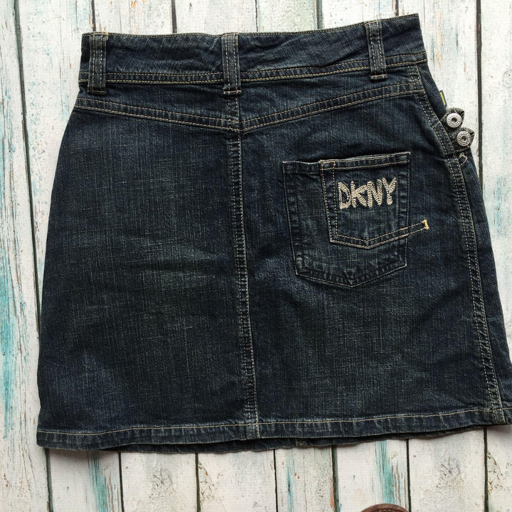 NWT - DKNY Tab Waist Denim Skirt - Size 12-Jean Pool