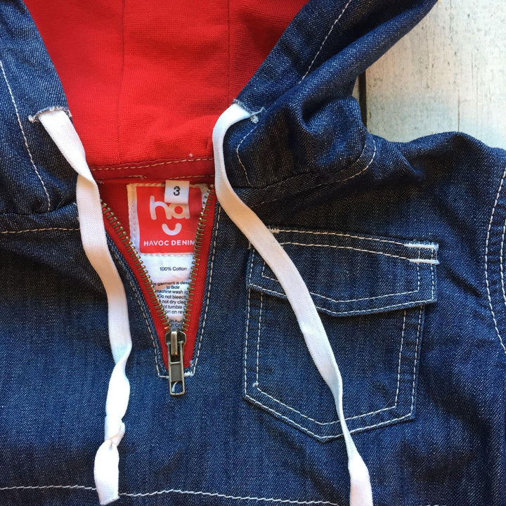 Havoc Denim Lined Hoodie - Size 3-Jean Pool