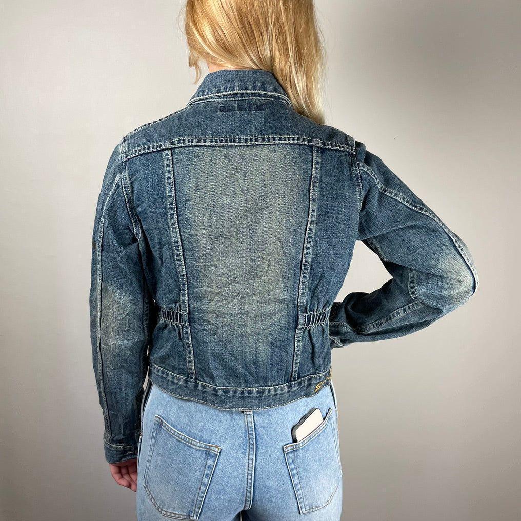 Seven7 Classic Blue Y2K Ladies Denim Jacket - Size L - Jean Pool