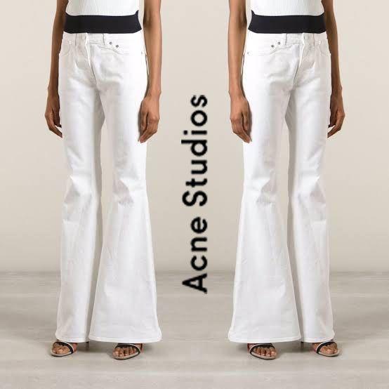 NWT- Acne Studios Ladies 'Mello' White Slim Fit Flared Hem Jeans - Size 28/32 - Jean Pool