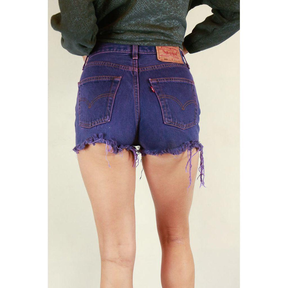 Levis 501 Purple wash Denim Cut Off Shorts - Size 27-Jean Pool