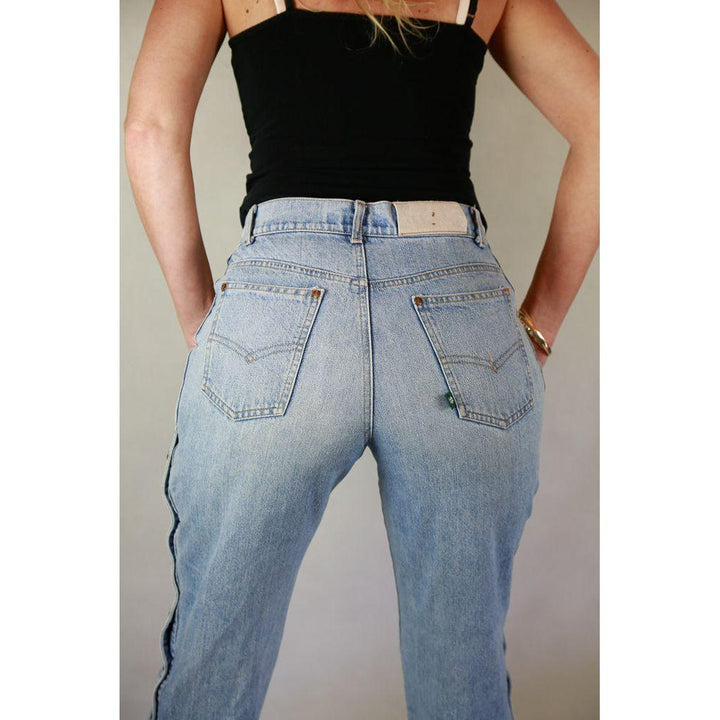 Australian Kerry McGee Vintage 1980's Button Leg Flared Jeans- Size 12-Jean Pool