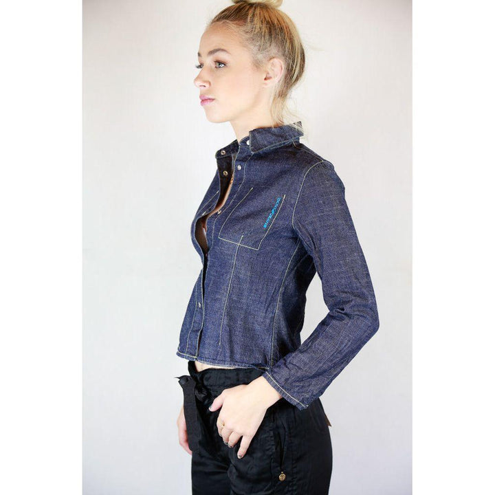 DKNY Denim Press Stud Front Shirt - Size 10-Jean Pool