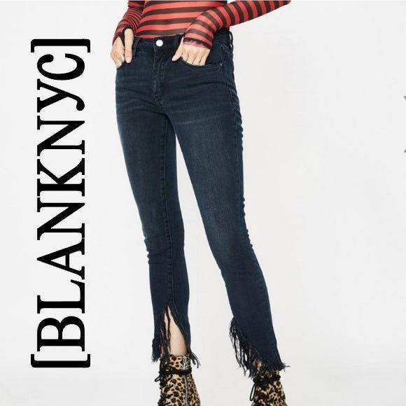 NWT -BLANKNYC 'The Bond' Raw Shaped Hem Mid Rise Skinny Jeans - Size 28 - Jean Pool