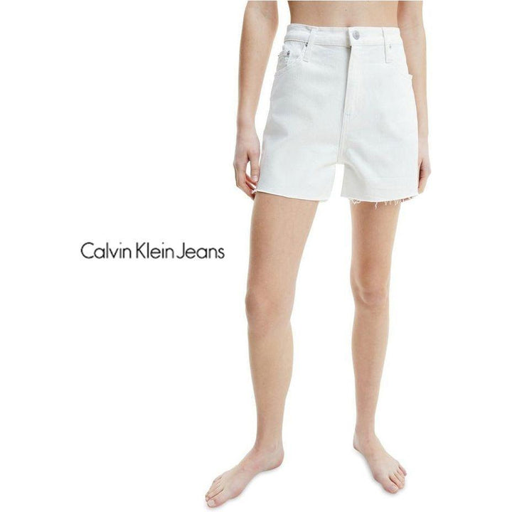 NWT - Calvin Klein 'Mom Jean Shorts' High Rise White Denim Shorts - Size 30" - Jean Pool