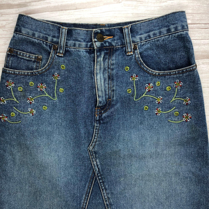 Lee Jewelled & Embroidered Denim Jeans Skirt - Size 8-Jean Pool