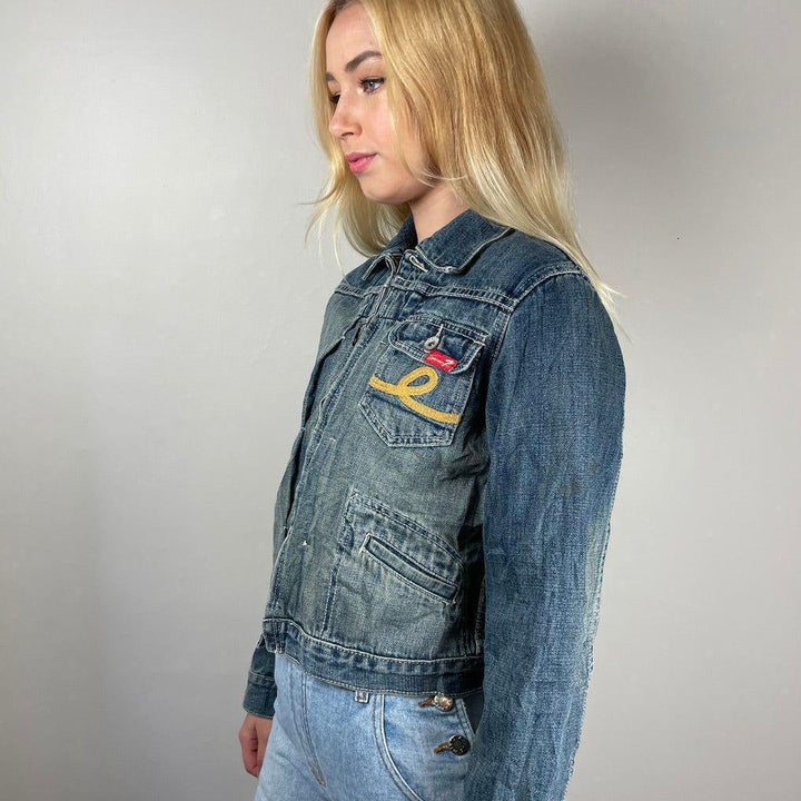 Seven7 Classic Blue Y2K Ladies Denim Jacket - Size L - Jean Pool