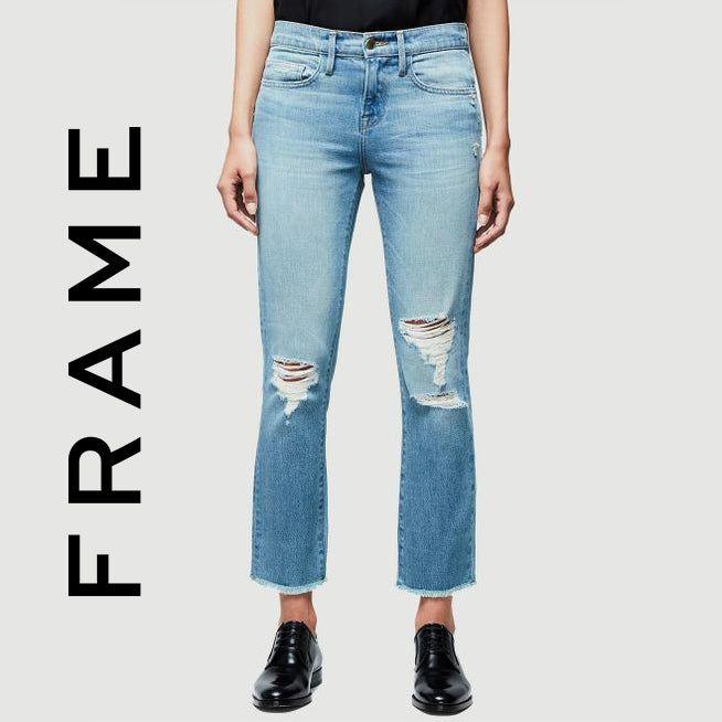 NWT- Frame Denim 'Le Boy' Stretch Distressed Jeans RRP $445 -Size 25 - Jean Pool