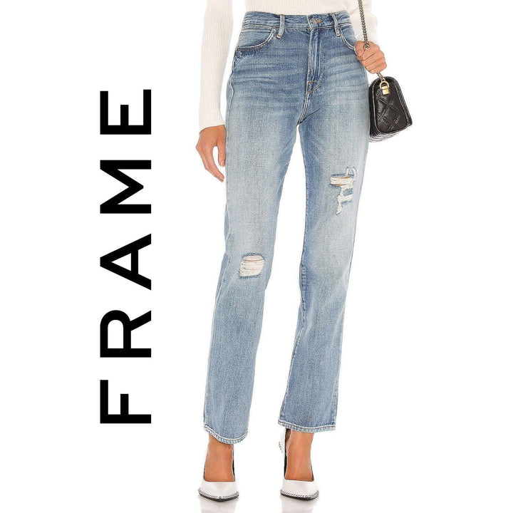 NWT- Frame Denim 'Le Hollywood' Straight Distressed Jeans RRP $445 -Size 25 - Jean Pool