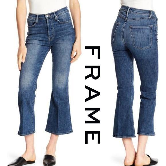 NWT- Frame Denim 'Le Crop Flare' High Rise Jeans RRP $345 -Size 28 - Jean Pool