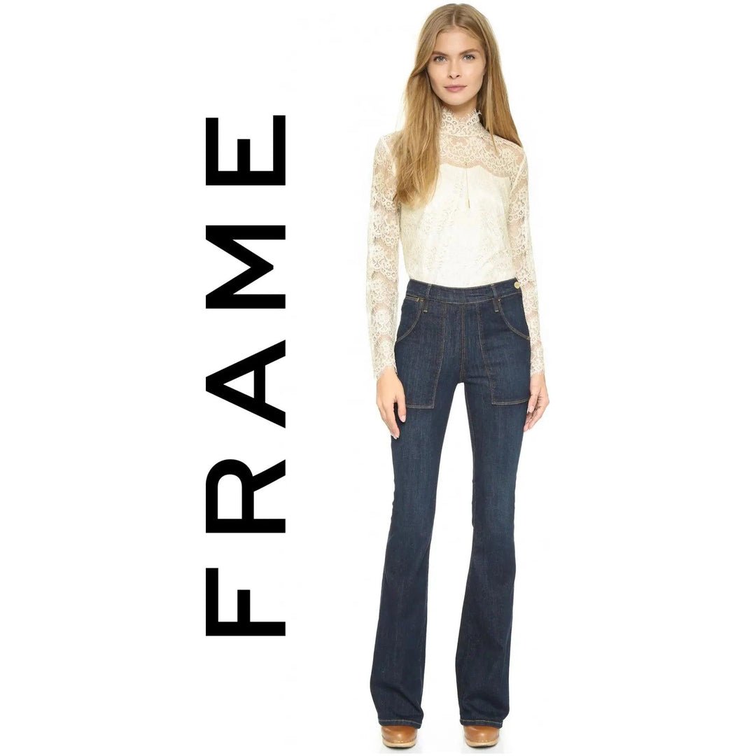 NWT- Frame Denim 'Le Flare de Francoise' Dark Wash Jeans RRP $455 -Size 28 - Jean Pool
