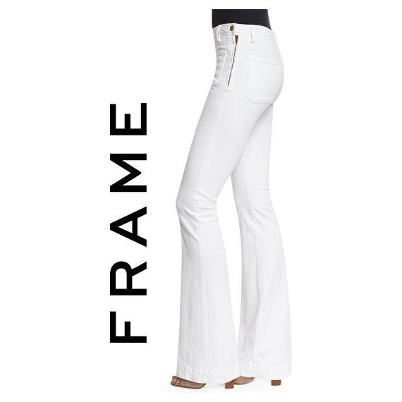 NWT- Frame Denim 'Le High Flare' White Jeans RRP $455 -Size 25 - Jean Pool