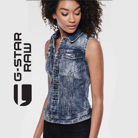 NWT - G Star Raw Ladies Denim 'New Tailor Contour' Sleeveless Jacket - Size M - Jean Pool