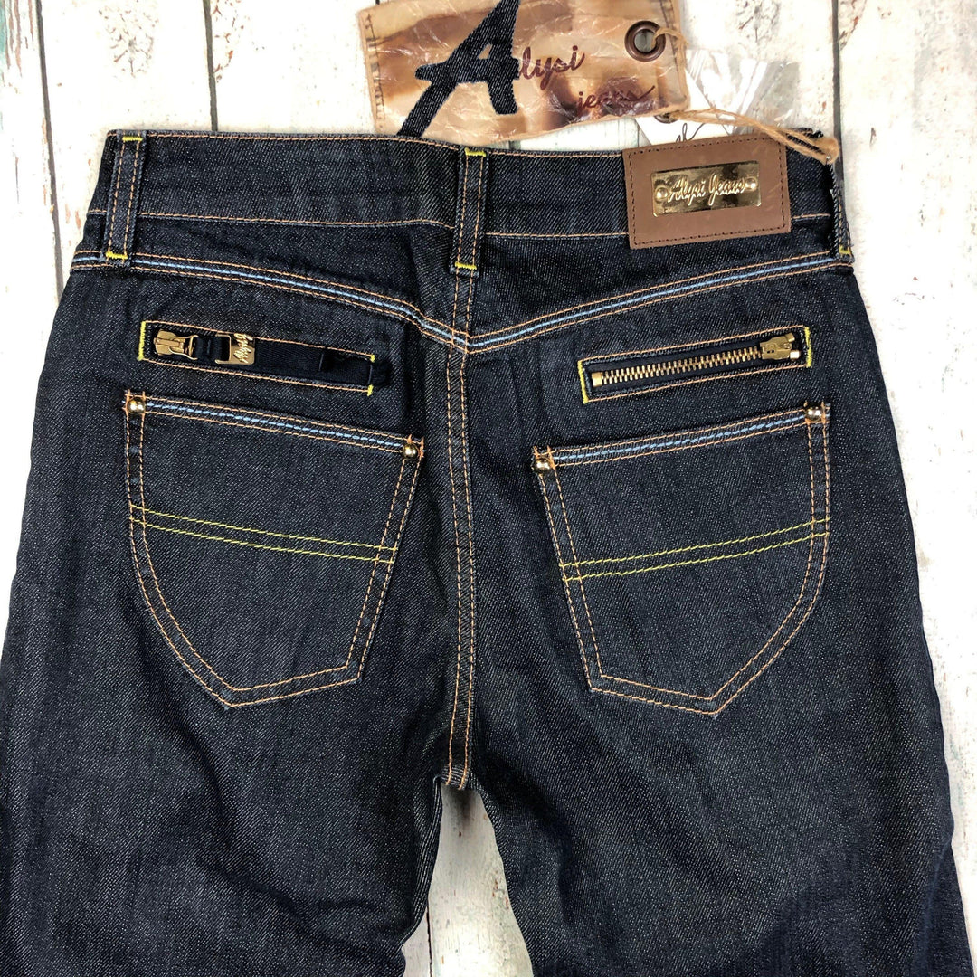 NWT -Italian Alysi Tapered Skinny Jeans with Gold Hardware - Size 26 - Jean Pool