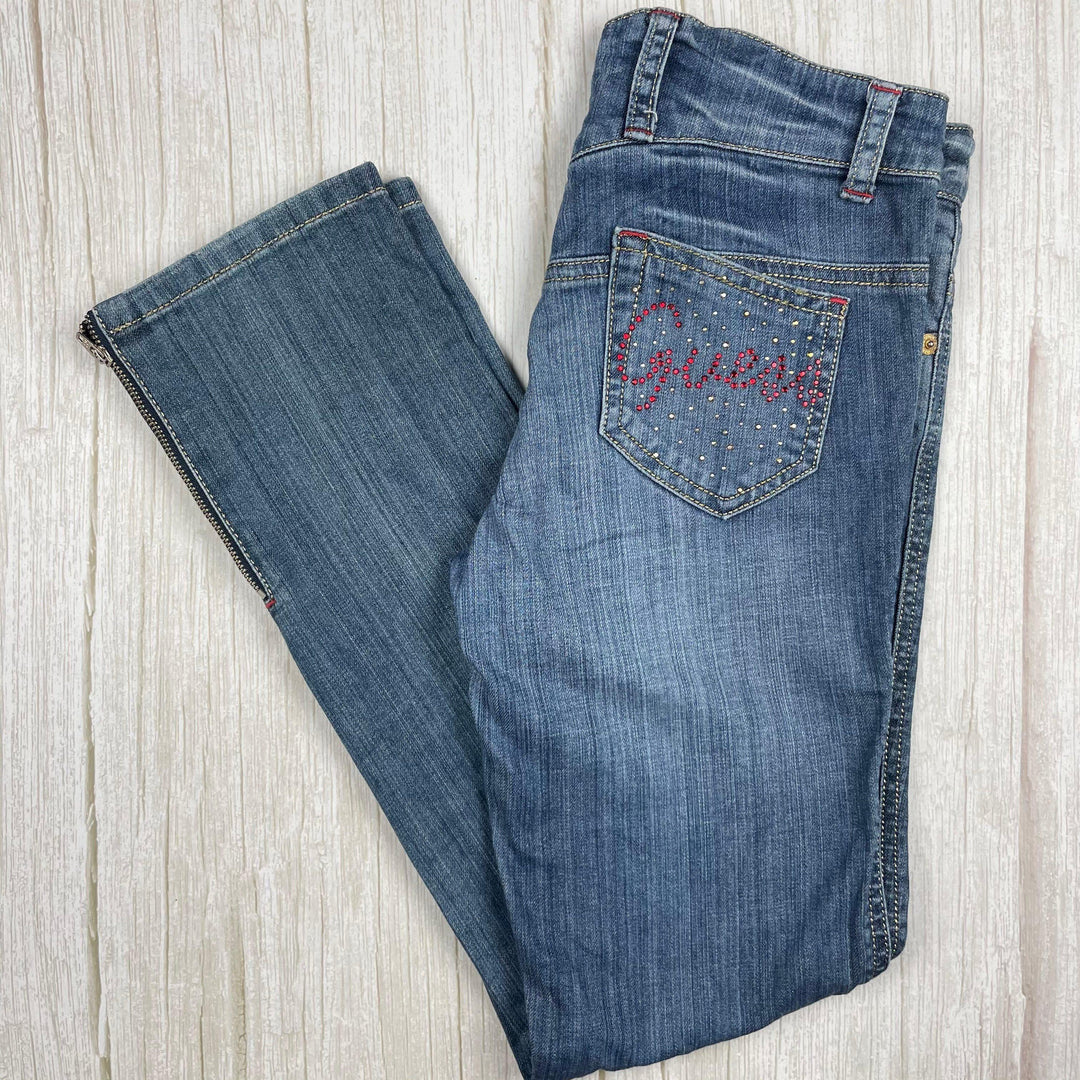 Guess Girls Crystal Logo Pocket Ankle Zip Jeans - Size 10 - Jean Pool