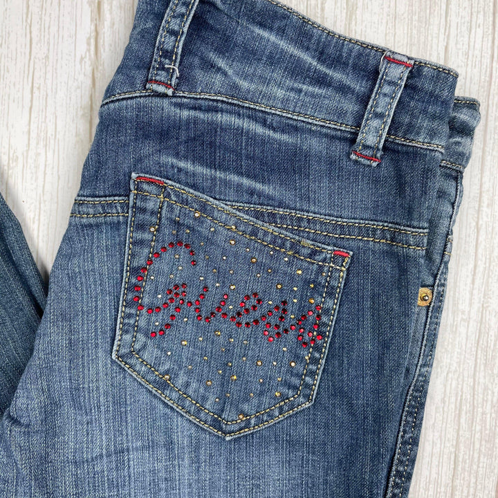 Guess Girls Crystal Logo Pocket Ankle Zip Jeans - Size 10 - Jean Pool