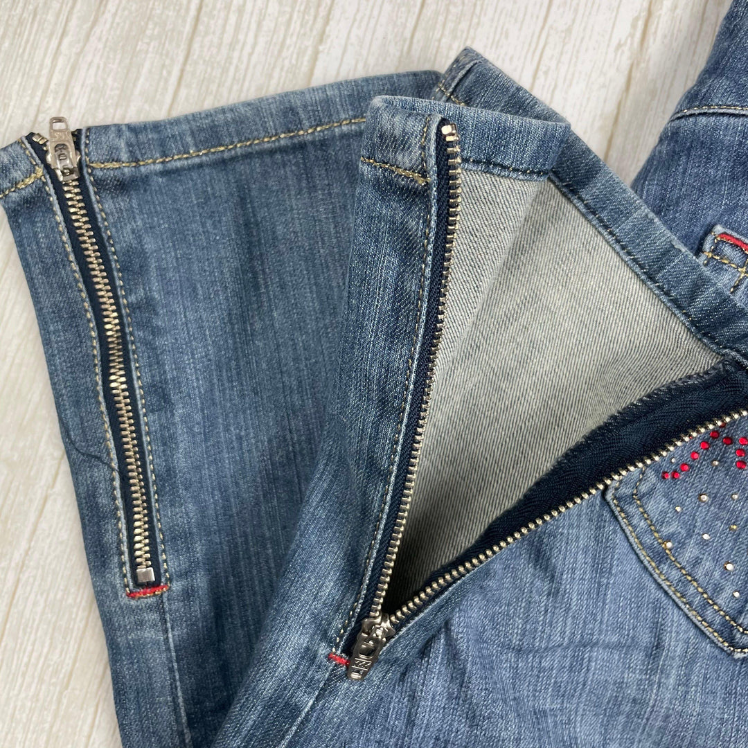 Guess Girls Crystal Logo Pocket Ankle Zip Jeans - Size 10 - Jean Pool