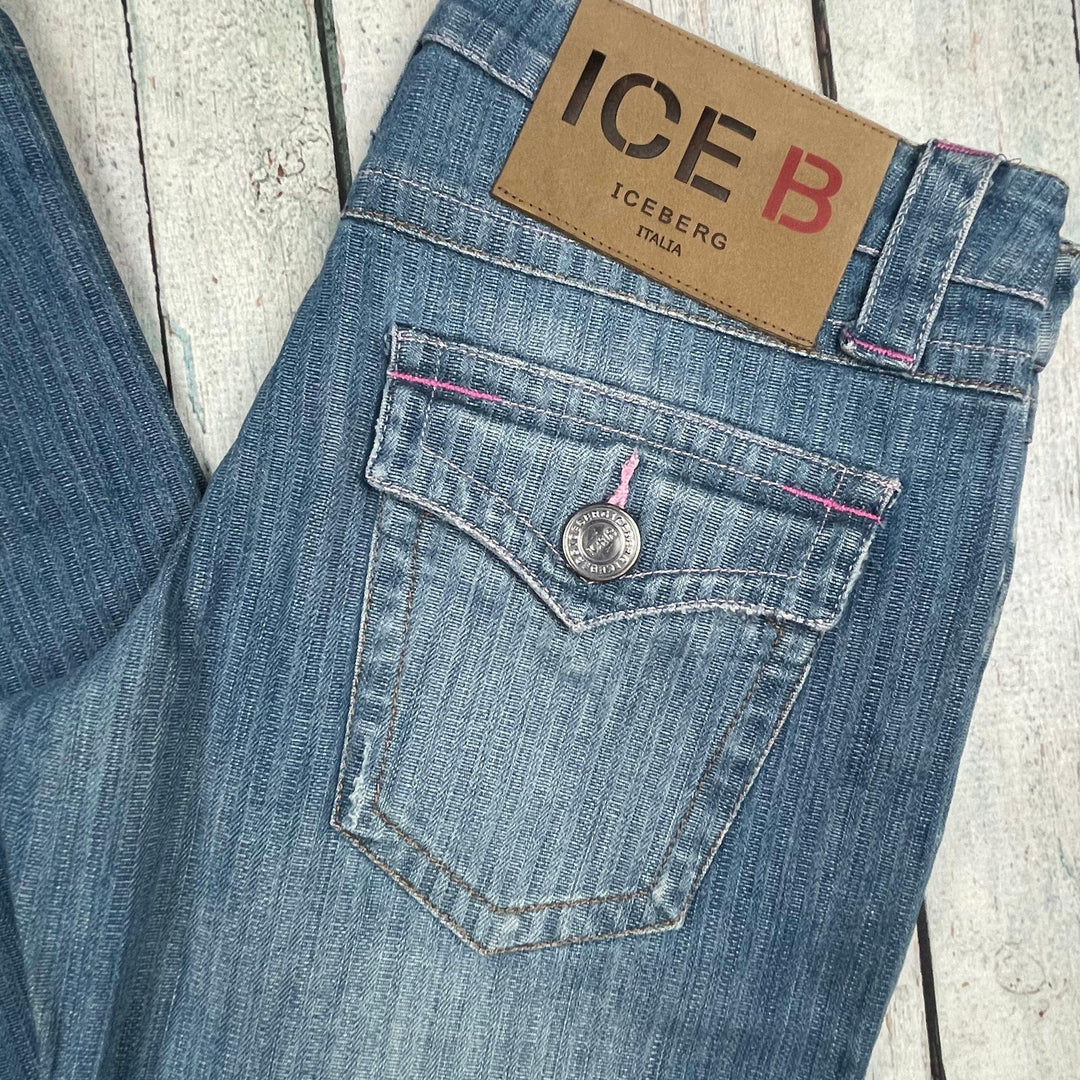 NEW - Iceberg Ice B Italian Self Stripe Straight Jeans- Size 28 - Jean Pool