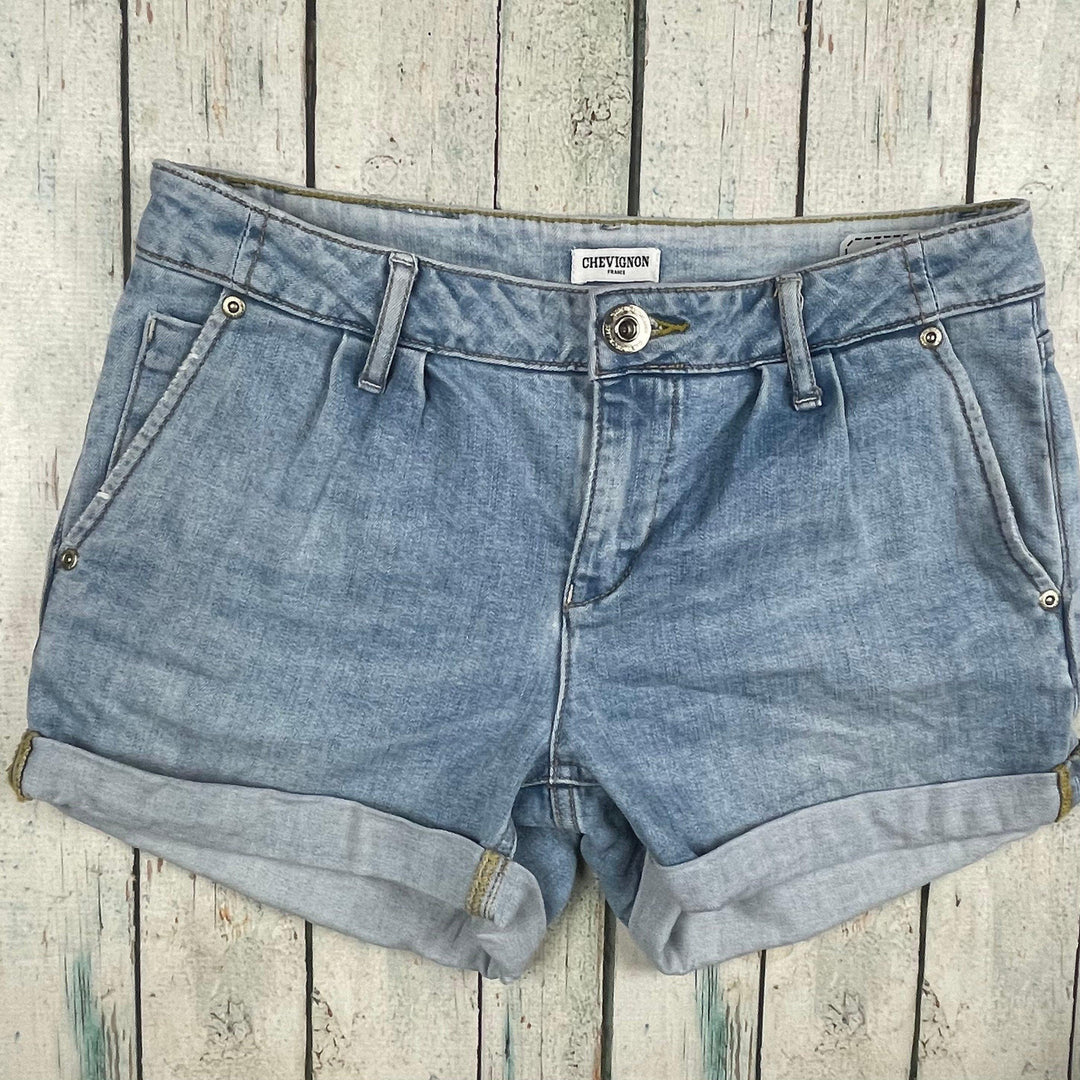 Chevignon France Cuffed Denim Ladies Shorts- Size 25 - Jean Pool