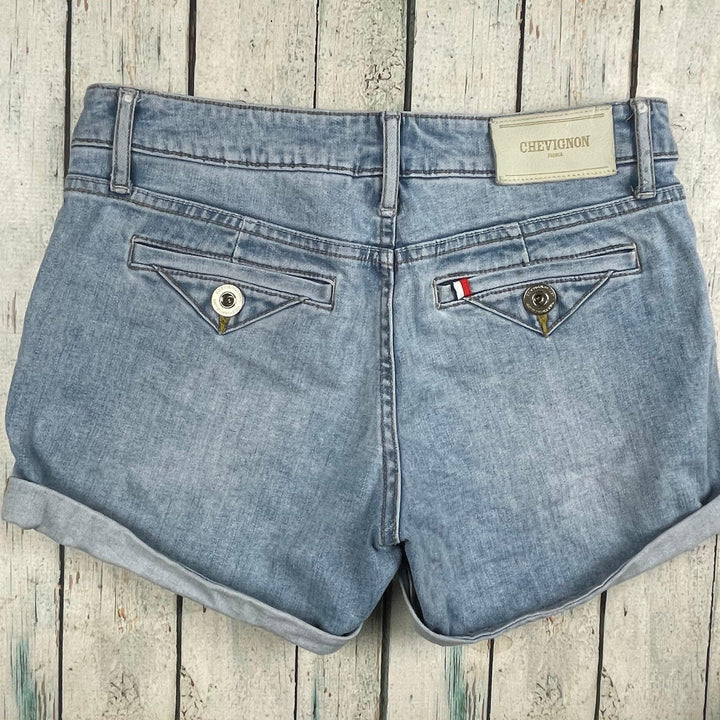 Chevignon France Cuffed Denim Ladies Shorts- Size 25 - Jean Pool