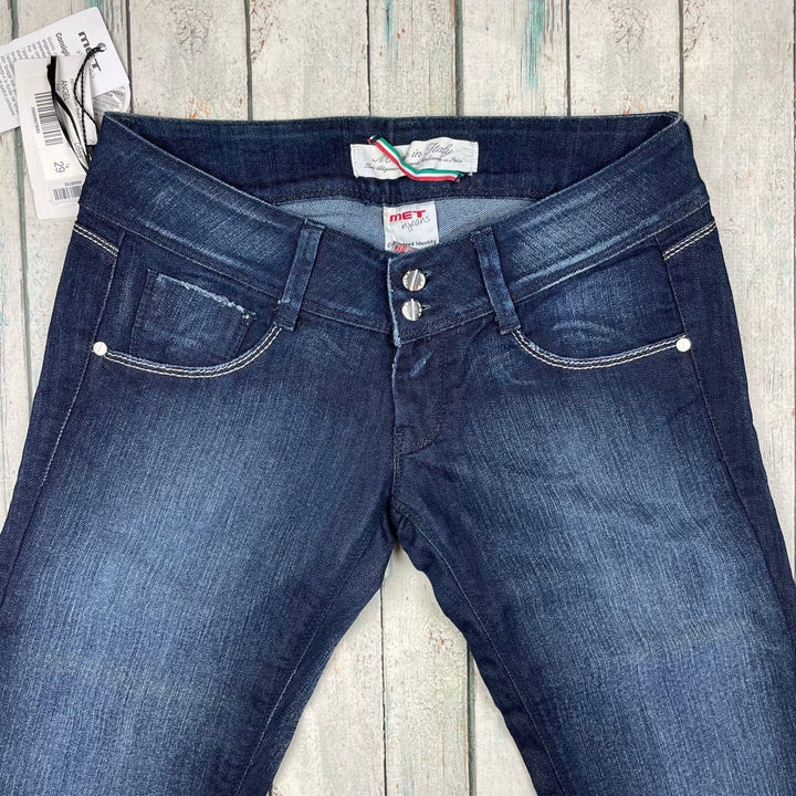 NWT- Italian MET "Angel" Crystal Pocket Skinny Jeans- Size 29 - Jean Pool