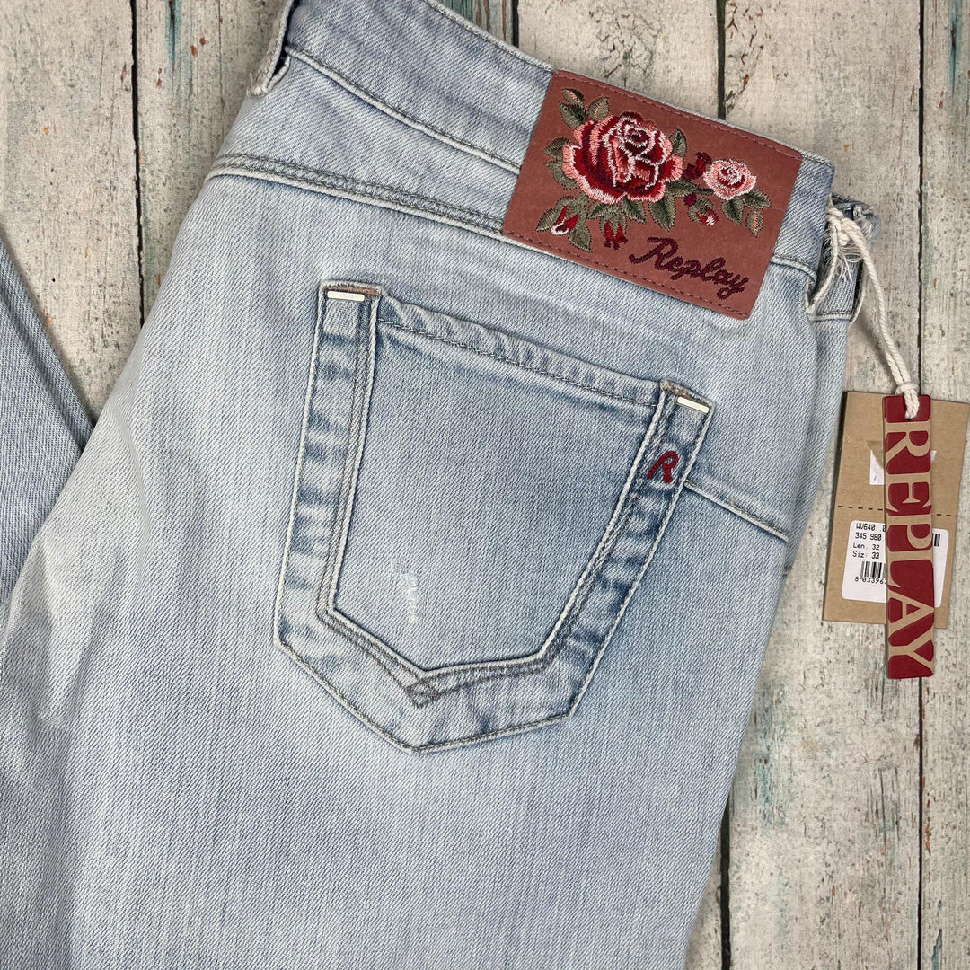 NWT - Replay Italy Ladies 'Radixes' Rose Label Straight Jeans RRP $353.00- Size 33 - Jean Pool