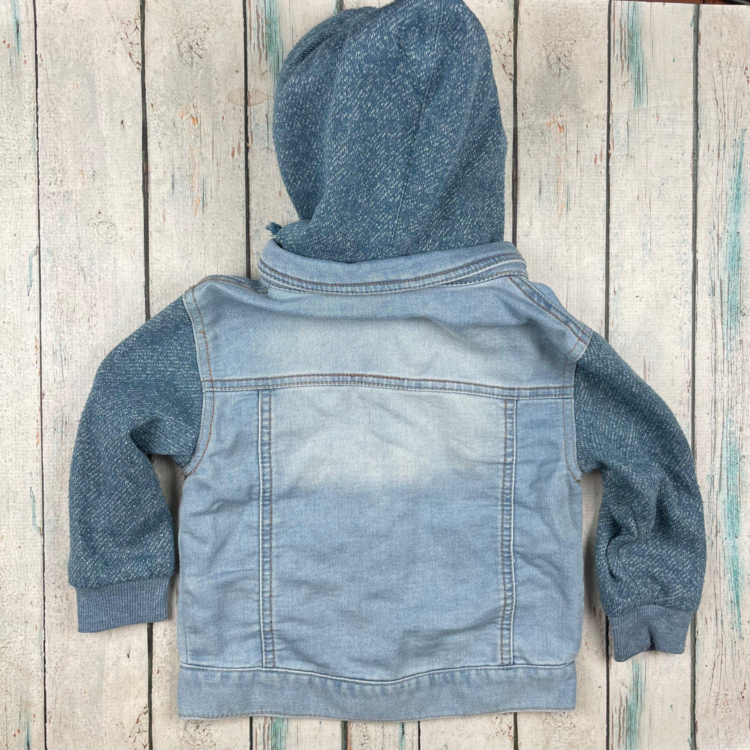 Pumpkin Patch Boys Hooded Denim Jacket - Size 2 - Jean Pool