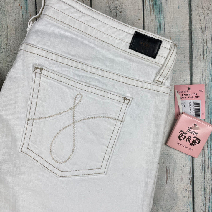 NWT -Juicy Couture 'Kate' Low Rise Slim Fit White Jeans -Size 30 - Jean Pool